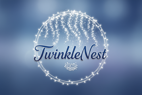 TwinkleNest with White sparking Christmas lights coming from the top 